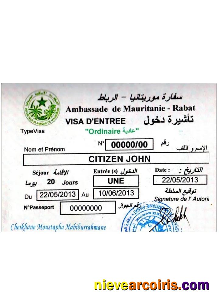 MAURITANIE-RABAT visa